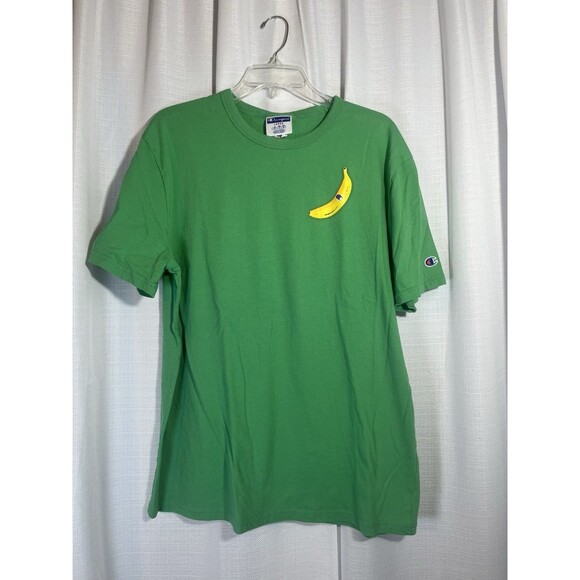 Champion Banana Graphic Double Sided Green Short Sleeve T-Shirt Size Large Men’s - Picture 1 of 8